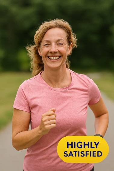 Happy customer sharing their experience with a gut health supplement